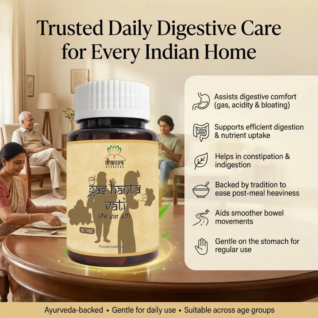 Dhanura Gas Hanta Vati - Ayurvedic Digestive Support for Gas, Acidity & Bloating.